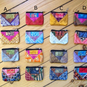 Mini Portemonnaie, kleine Geldbörse Stoff, Kreditkarten, Tasche, Geldbeutel, Münz, Patchwork, Boho, orientalisch, Blumen, Hippie Bild 4