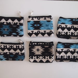 Mini Portemonnaie, kleine Geldbörse, Kreditkarten, Stofftasche, Geldbeutel, Münzbeutel, schwarz weiß gewebt, Boho, gypsie, Azteken Muster Bild 4