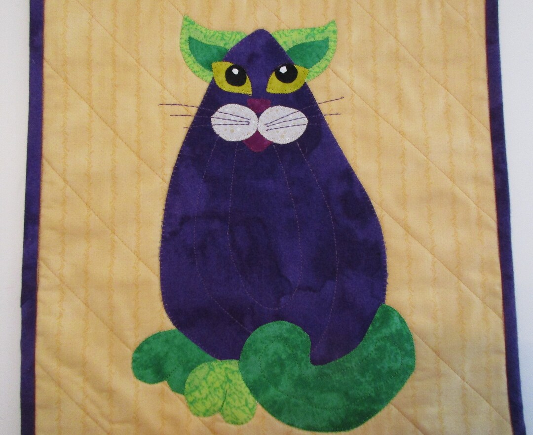 HANDMADE Cat Art Quilt Art Wall Hanging Cat Gift Artistic Etsy