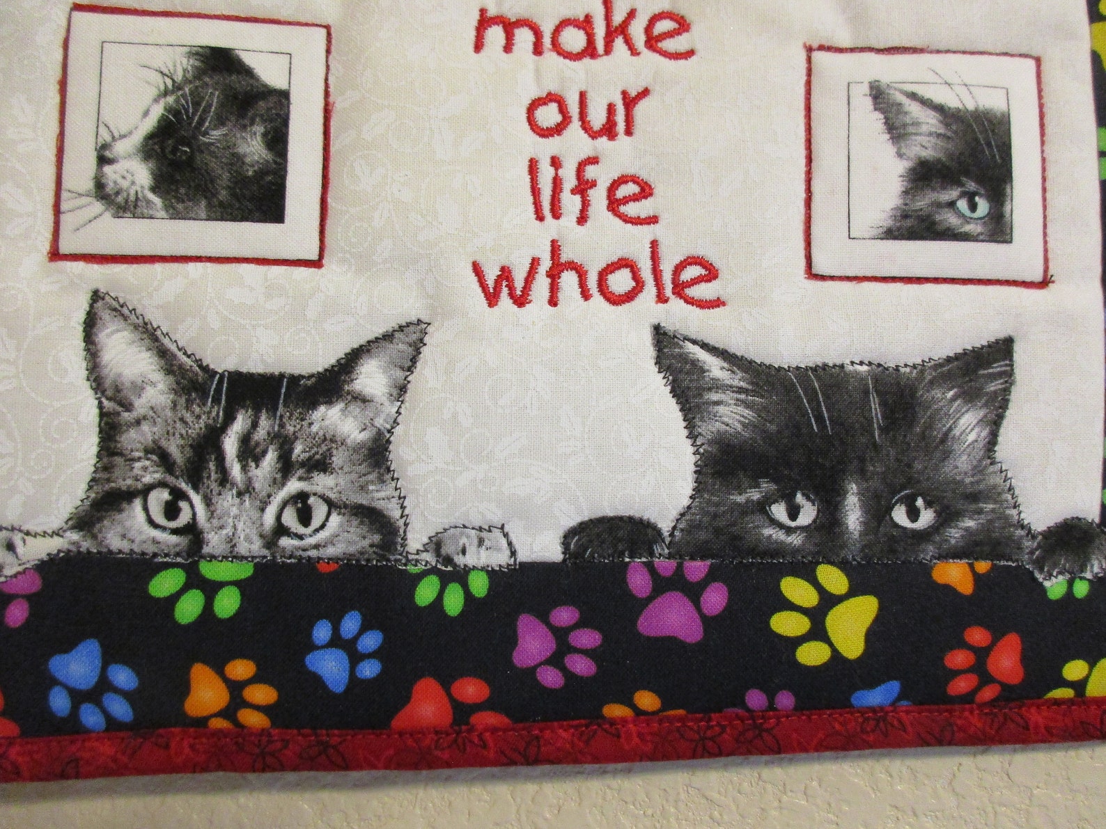 HANDGEMAAKT Cat Art Quilt Art Wall Hanging Cat Gift Etsy