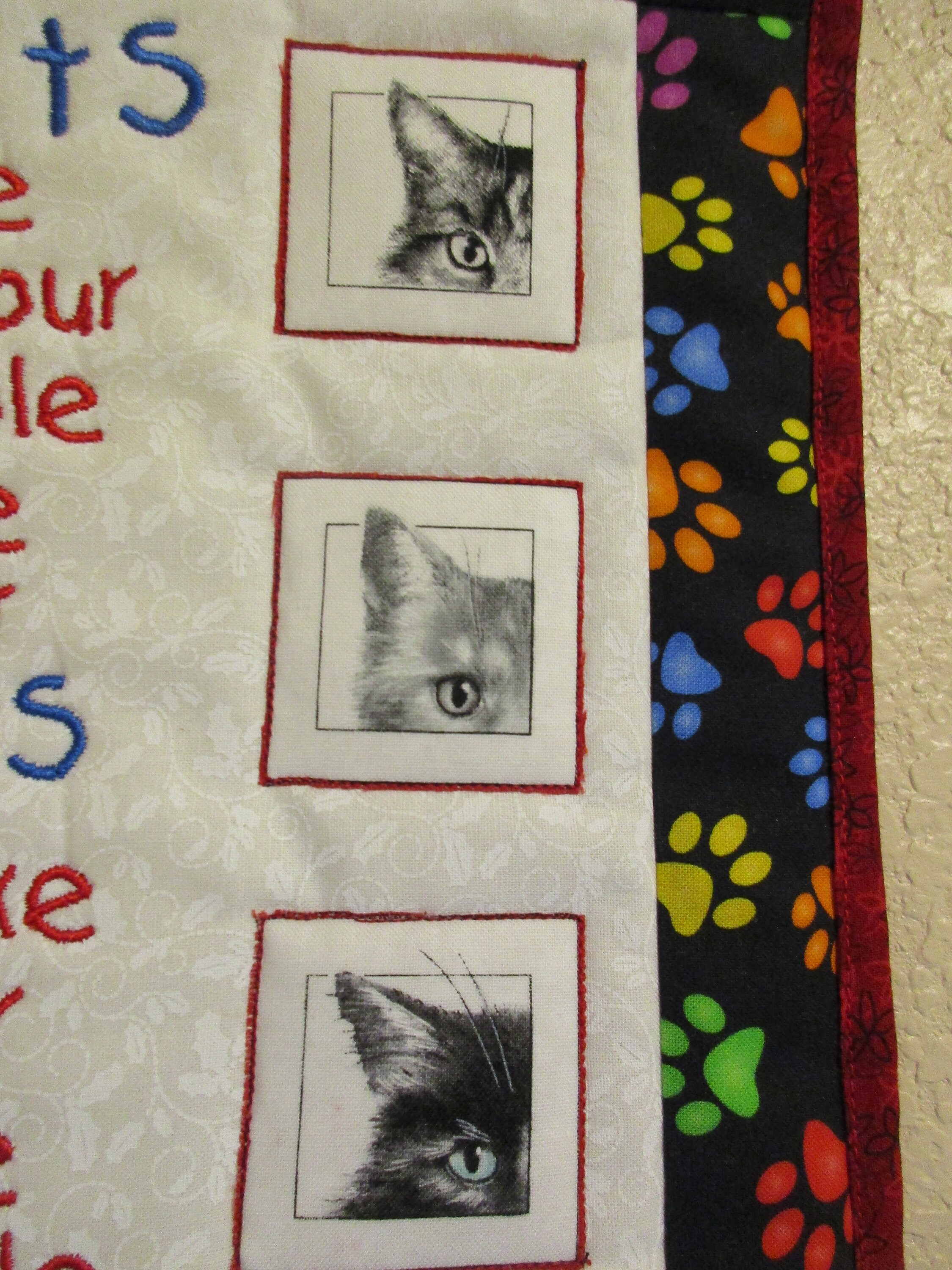 HANDGEMAAKT Cat Art Quilt Art Wall Hanging Cat Gift Etsy