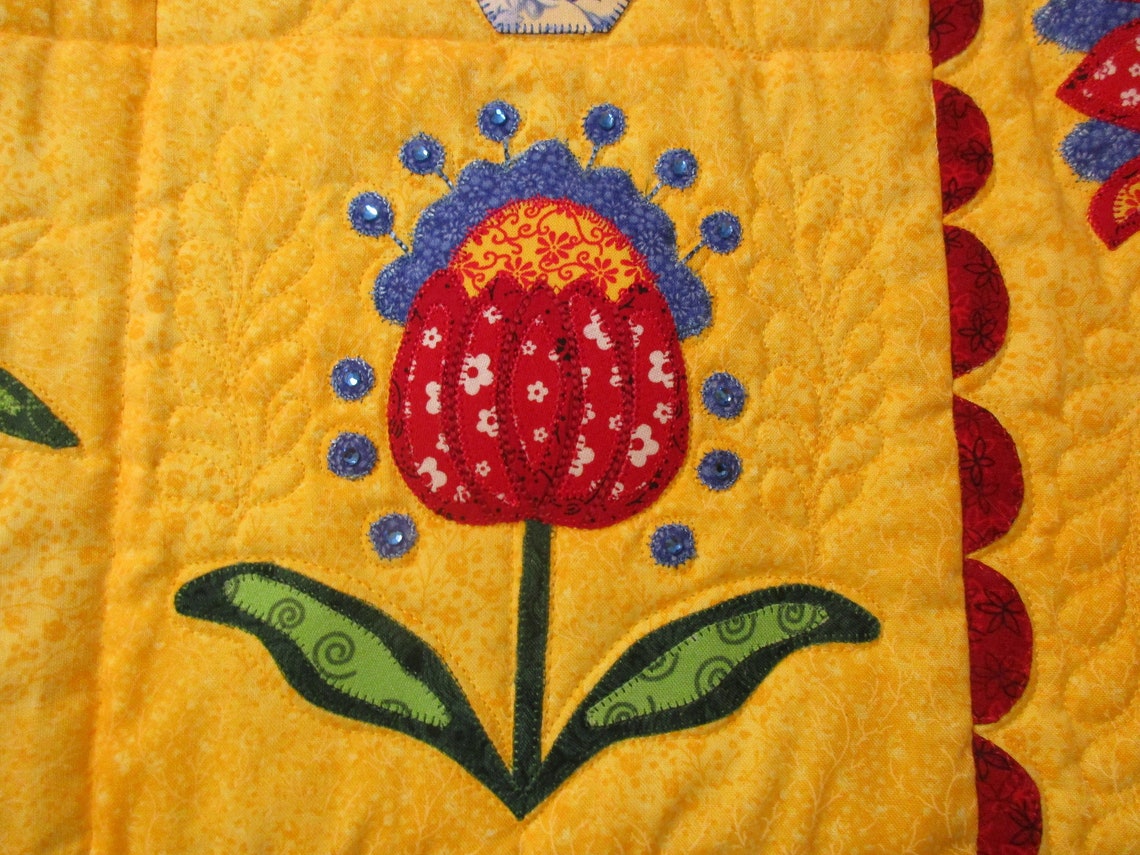 HANDMADE, Folk Art, Artistic Wall Hanging, Quilts for Sale, Applique