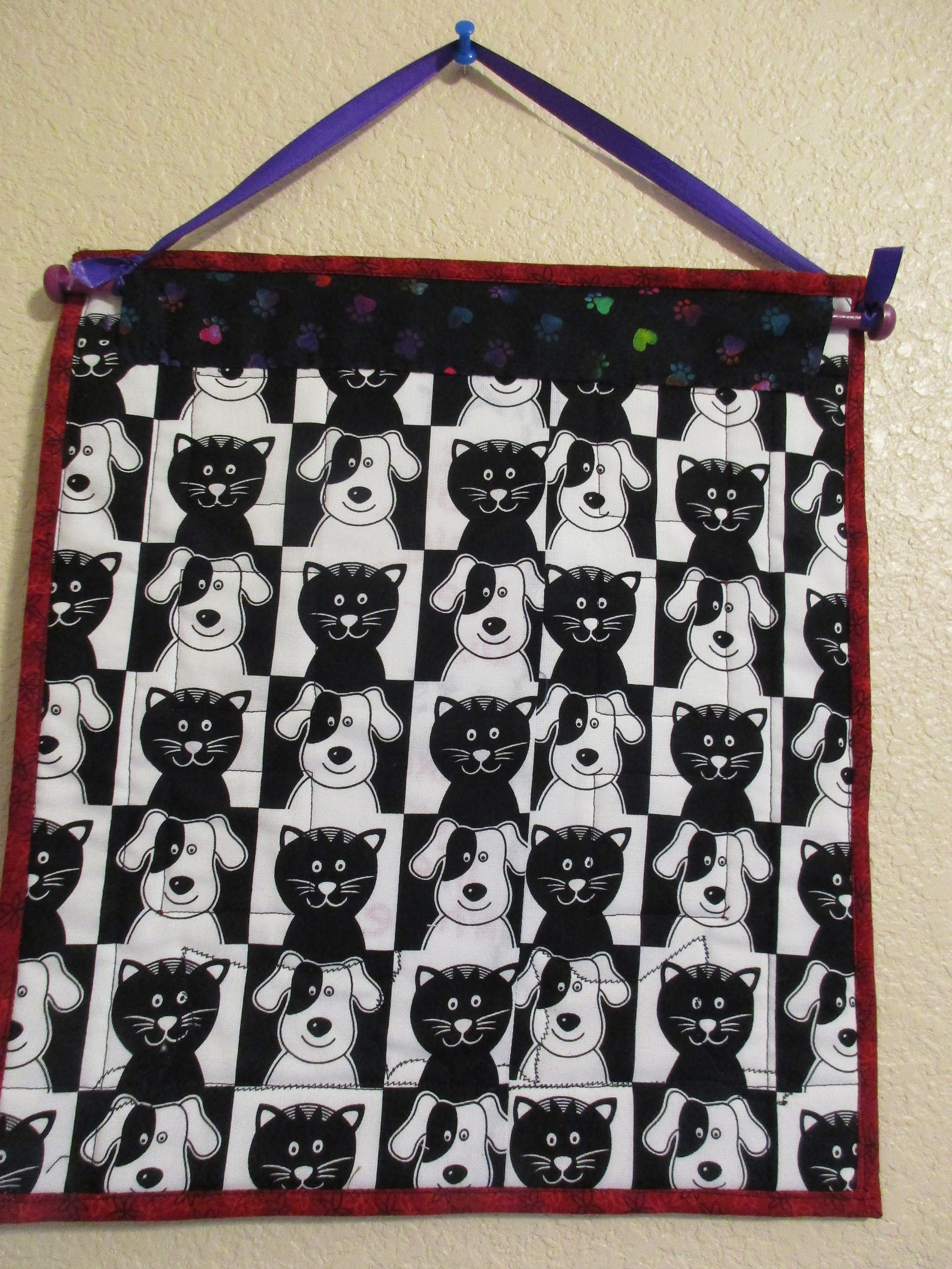 HANDGEMAAKT Cat Art Quilt Art Wall Hanging Cat Gift Etsy