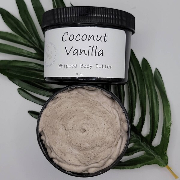 Coconut Vanilla Whipped body butter shea butter coconut oil, Non-greasy, Natural Moisturizing, Heals chapped hands and dry skin