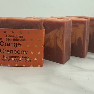 Orange Cranberry Scented Handmade Soap, Cold Process soap, Bar Soap