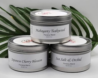 6 oz Candle Travel Tin, Parasoy Blend, choose your scent