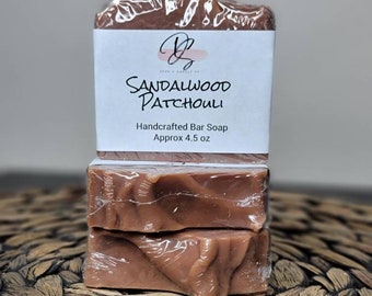 Sandalwood Patchouli Scented Handmade Soap, Cold Process soap, Bar Soap