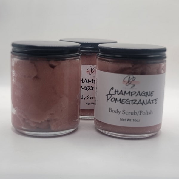 Champagne Pomegranate Sugar Scrub, Emulsified Scrub, Exfoliating Scrub, Body Scrub