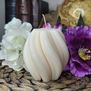 Decorative Swirl Decor Pillar Candle, Modern Home Decor, Aesthetic Decorative Candle, Perfect Gift, Minimalist Home Decor