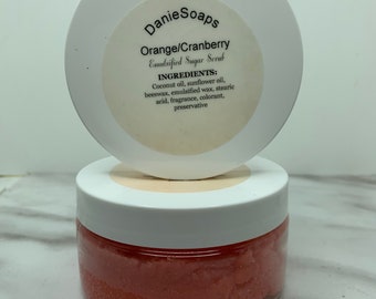 Orange Cranberry Sugar Scrub, Emulsified Sugar Scrub, Body Sugar Scrub, Exfoliating Sugar Scrub, Handmade Sugar Scrub, Natural Skin