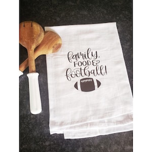 Family, Food, Football Tea Towel