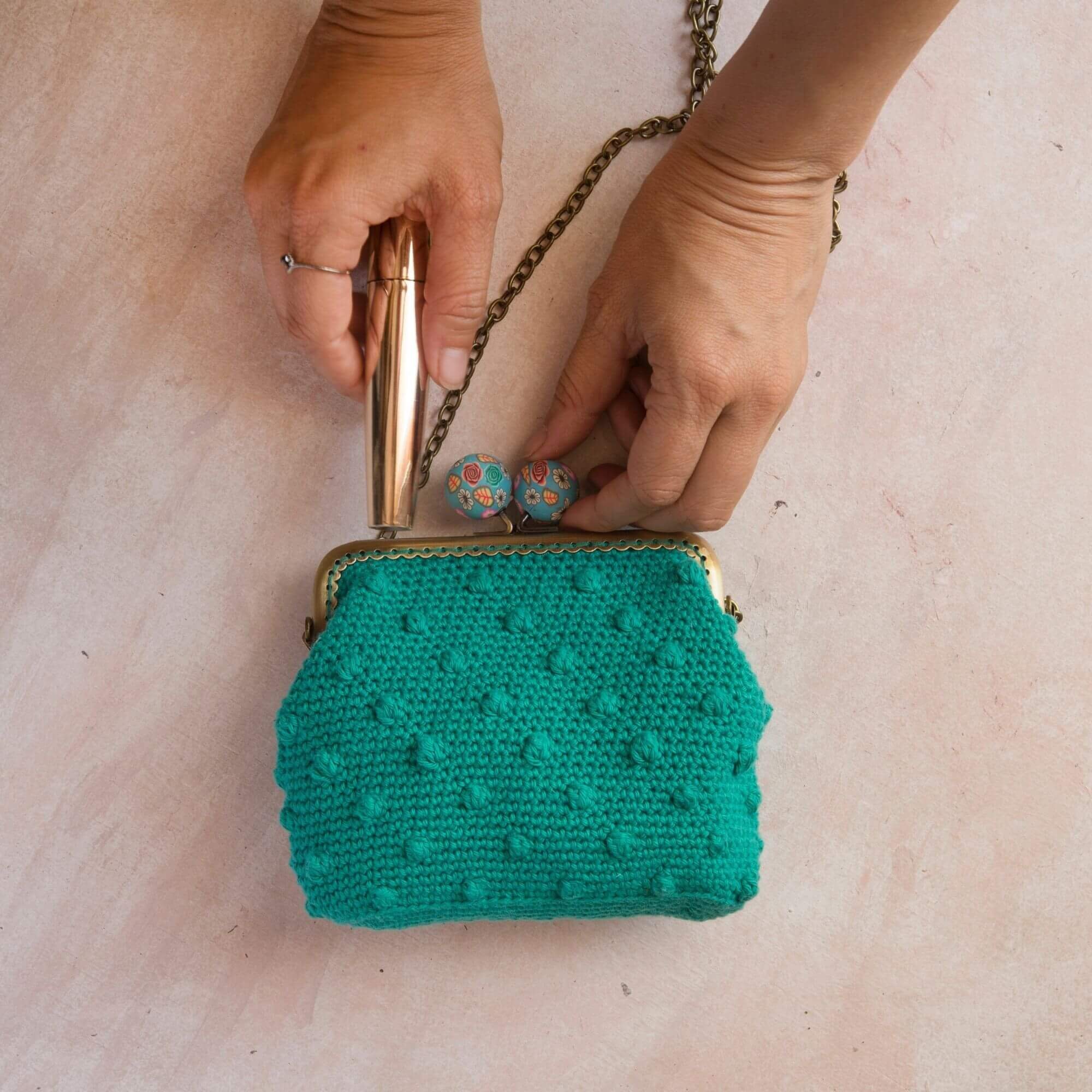Crochet Chain Clutch Bag Chain Shoulder Bag Crochet Etsy