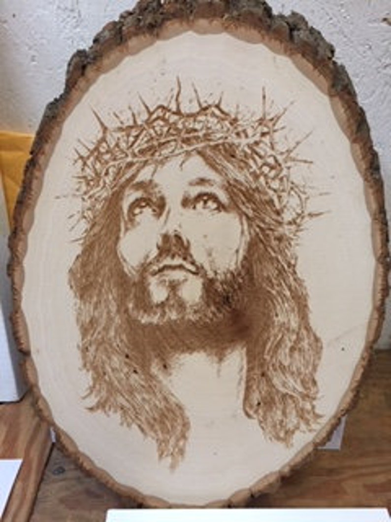 Laser Wood Burning Jesus With Crown of Thorns Etsy