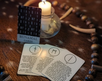 Runamal Oracle Deck: A Basic Guide to Interpreting the Runes | Rune Divination Cards With Descriptions | Viking Rune Cards