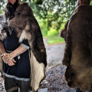 Reindeer Hide Cloak | Viking Cloak | Brown Large XXL Finnish Reindeer Fur Cloak | Two Styles