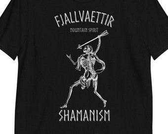 Fjallvaettir Jäger Skeleton Kurz-Arm Unisex T-Shirt Berggeist Schamanismus