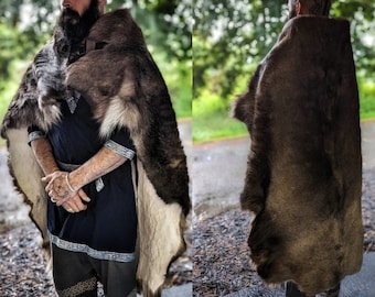 Rendieren verbergen mantel | Vikingmantel | Bruine grote XXL Finse rendierbontmantel | Twee stijlen