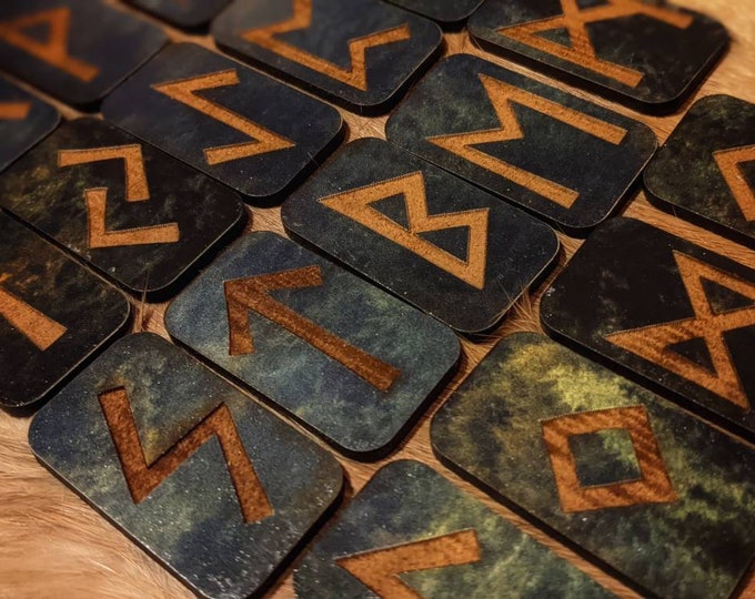 Misty Green Forest Runes | Elder Futhark Runes | Rune Tiles | Viking ...