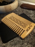 Custom Rune Initials Sandalwood Beard Comb Viking Knotwork
