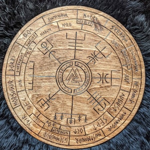 10.75&quot; Wood Norse Heathen Asatru Calendar Wheel of the Year