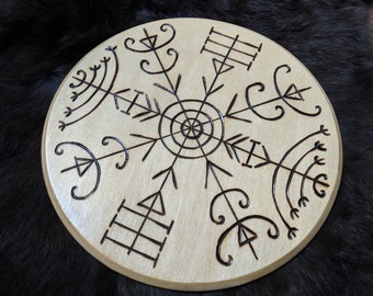 Veldismagn Icelandic Magic Stave Heathen Asatru Altar Plate Safe Travels Protection Witchcraft h