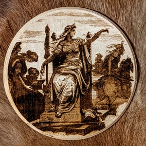 Frigga / Frigg Altar Plate | Frigg & Gna | Engraved Asatru Altar Art | Hofvarpnir | Heathen Altar | Norse Pagan Goddess