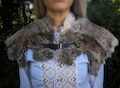 Rabbit Fur Shoulder Cape Cloak | Fur Mantle | Various Colors | Reinforced Hardware | Adjustable Leather Buckle