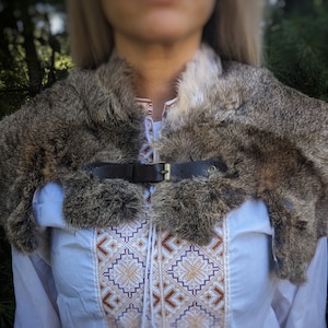 Rabbit Fur Shoulder Cape Cloak | Fur Mantle | Various Colors | Reinforced Hardware | Adjustable Leather Buckle