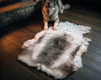 Largest On Etsy | XXXL Finnish Reindeer Hide | Authentic Sami Raised Fur Throw, Viking Decor
