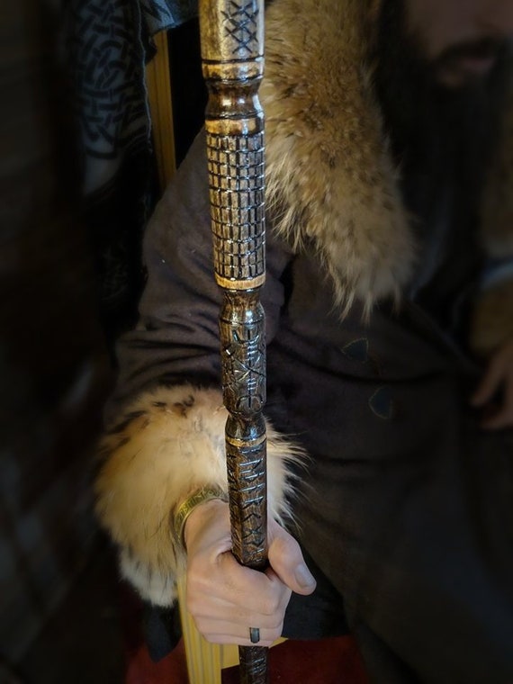 Customized Norse Shaman Distaff Rune Staff Volva Ceremonial Etsy