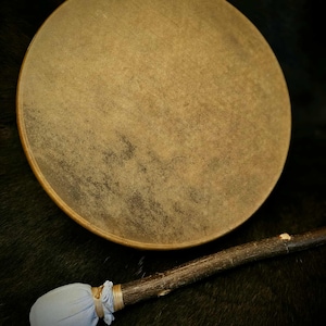 Natural Dappled Elk Hide 15 Inch Maple Frame Drum With Beater