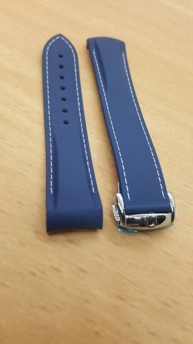 omega blue rubber strap 20mm