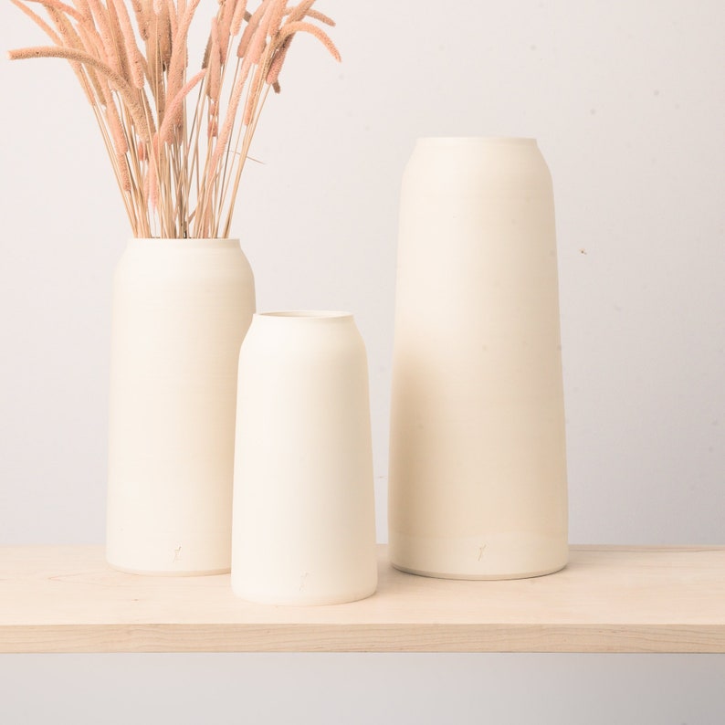 Handmade Ceramic Bouquet Vases White Ivory image 1