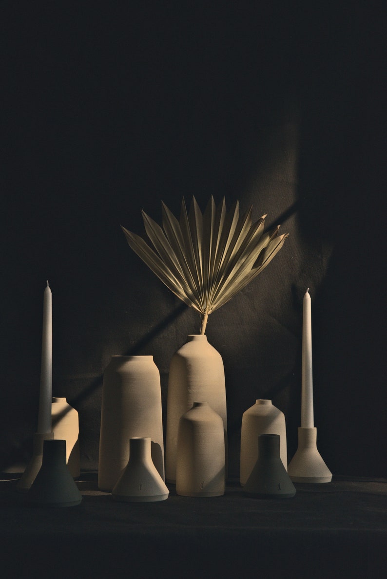 Handmade Ceramic Bouquet Vases White Ivory image 10