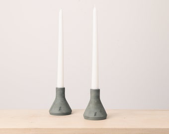 Handmade Ceramic Taper Candle Holder - Forest Green