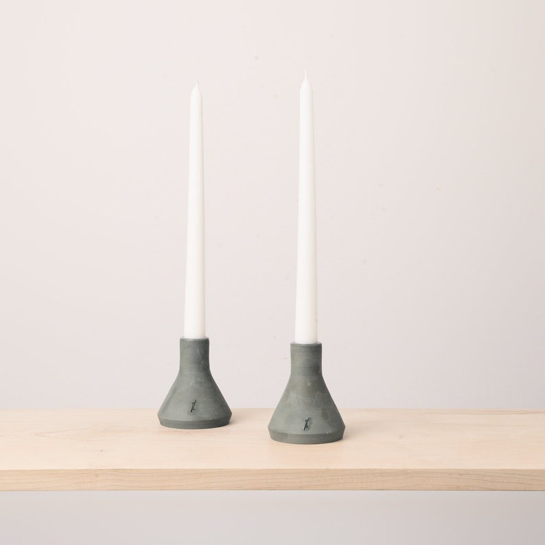 Handmade Taper Candle Holder Forest Green Etsy