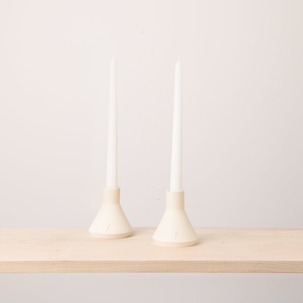 Handmade Ceramic Taper Candle Holder - White