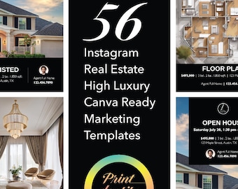 Plantillas de redes sociales de Canva para Instagram de BIENES RAÍCES DE LUJO