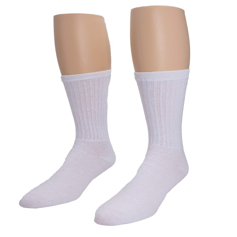 1 Dozen White MDR American Made Athletic White Cotton Athletic Crew Socks