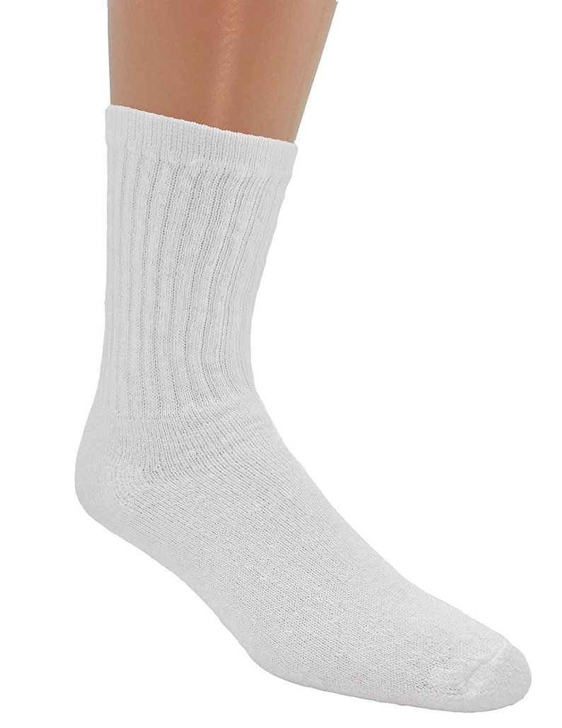 1 Dozen White MDR American Made Athletic White Cotton Athletic Crew Socks