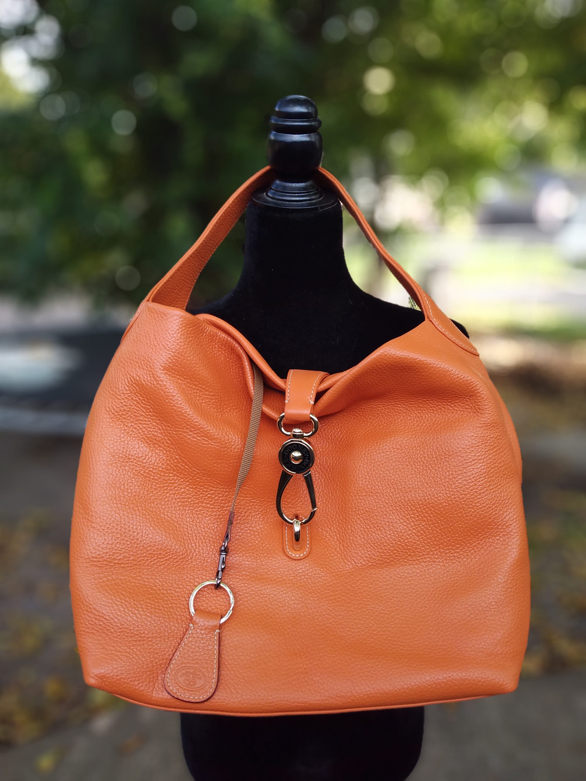 Dooney & Bourke Orange Florentine Logo Lock Shoulder Bag with Key Fob