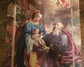 Nativity of Mary, Nativity of Jesus Holy Cards with Gold Foil Border. It is 2.75" x 4.25"with rounded corners