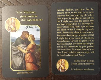 St. Valentine Holy Card with Gold Foil. It is 2.75" x 4.25"with rounded corners