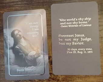 Saint Therese Holy Card with Silver Foil