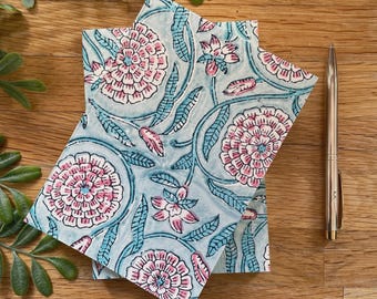 Handmade Floral Journal | Recycled Paper, Boho Printed Cover