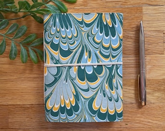 Hand-Marbled A5 Journal with Recycled Paper for Her | FREE Pen, Bookmark & Journal Plan! Pretty Notebook Sketchbook