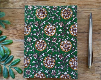 Handmade Floral Journal | Recycled Thick Paper Notebook, Boho Art