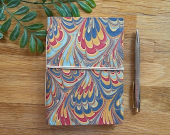 Hand-Marbled A5 Journal – Luxury Recycled Paper Notebook | Handmade Gift for Writers | Free Pen & Bookmark Included