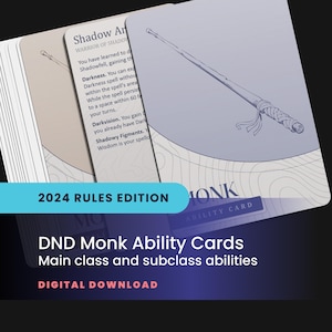 DND Monk Ability Cards: All Handbook Class Abilities, Including Subclasses (Printable PDF)