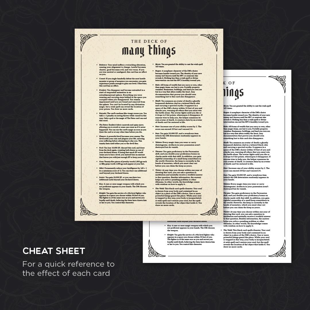 Deck of Many Things | Digital DOMT Card Set | DND Printable